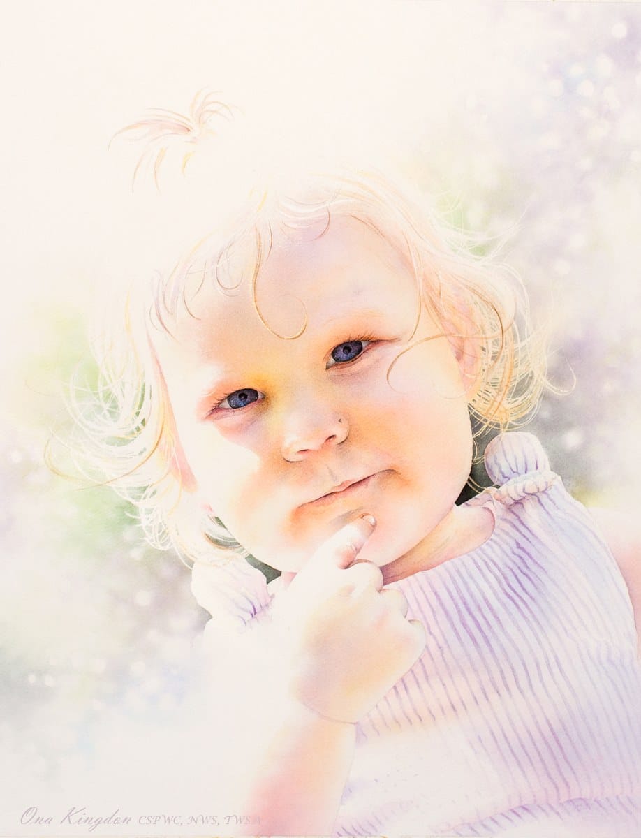 Ona Kingdon — “The little girl with the curl”, Watercolour