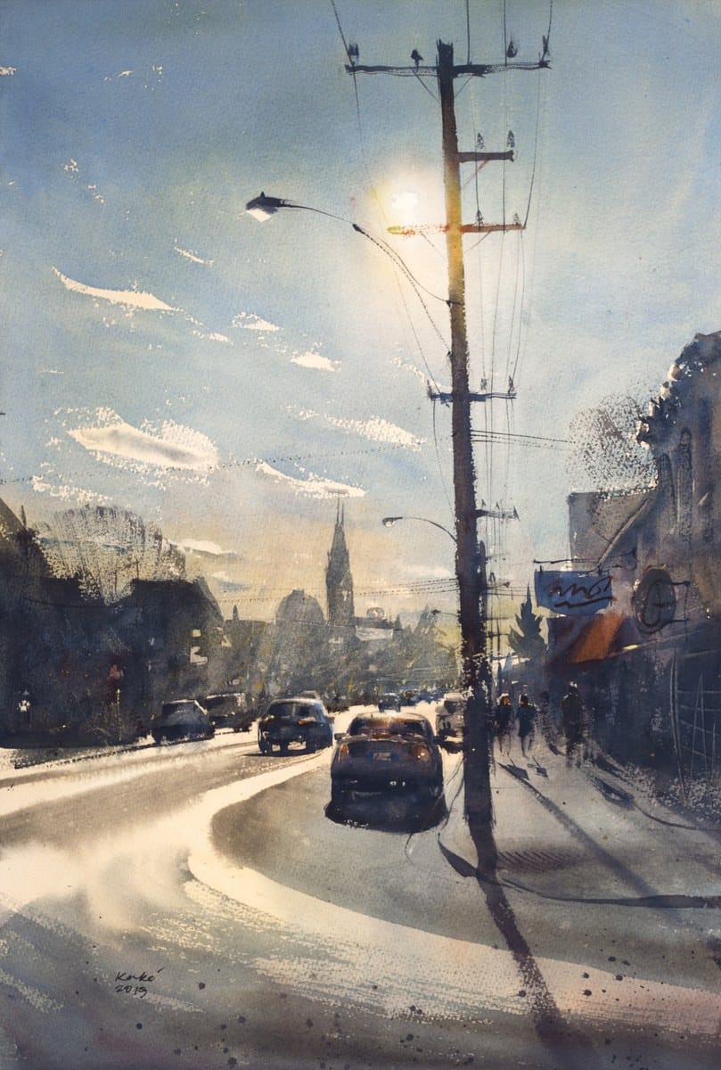 Bhupinder Singh — “13th Avenue Afternoon”, Watercolour