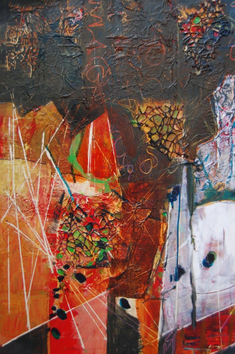 Toni Elkins — “Pick Up Sticks #14”, Water Media Collage