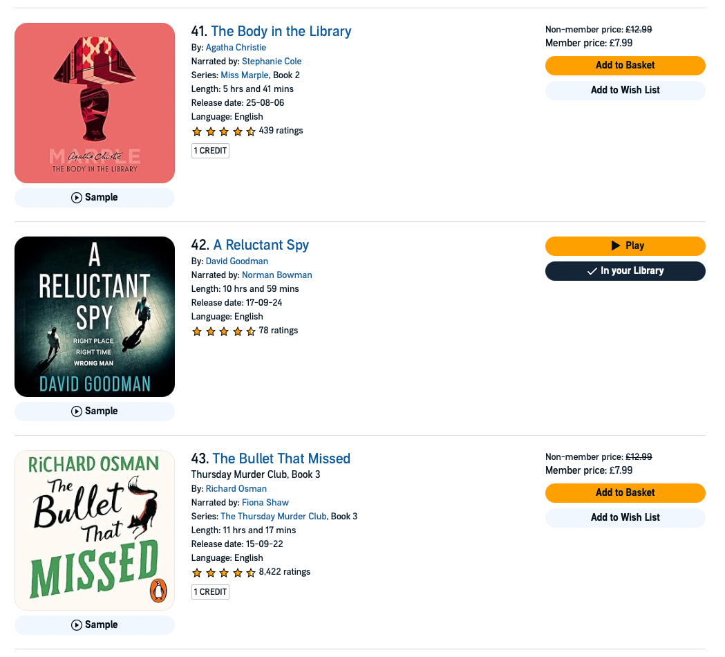 My book between books by Agatha Christie and Richard Osman