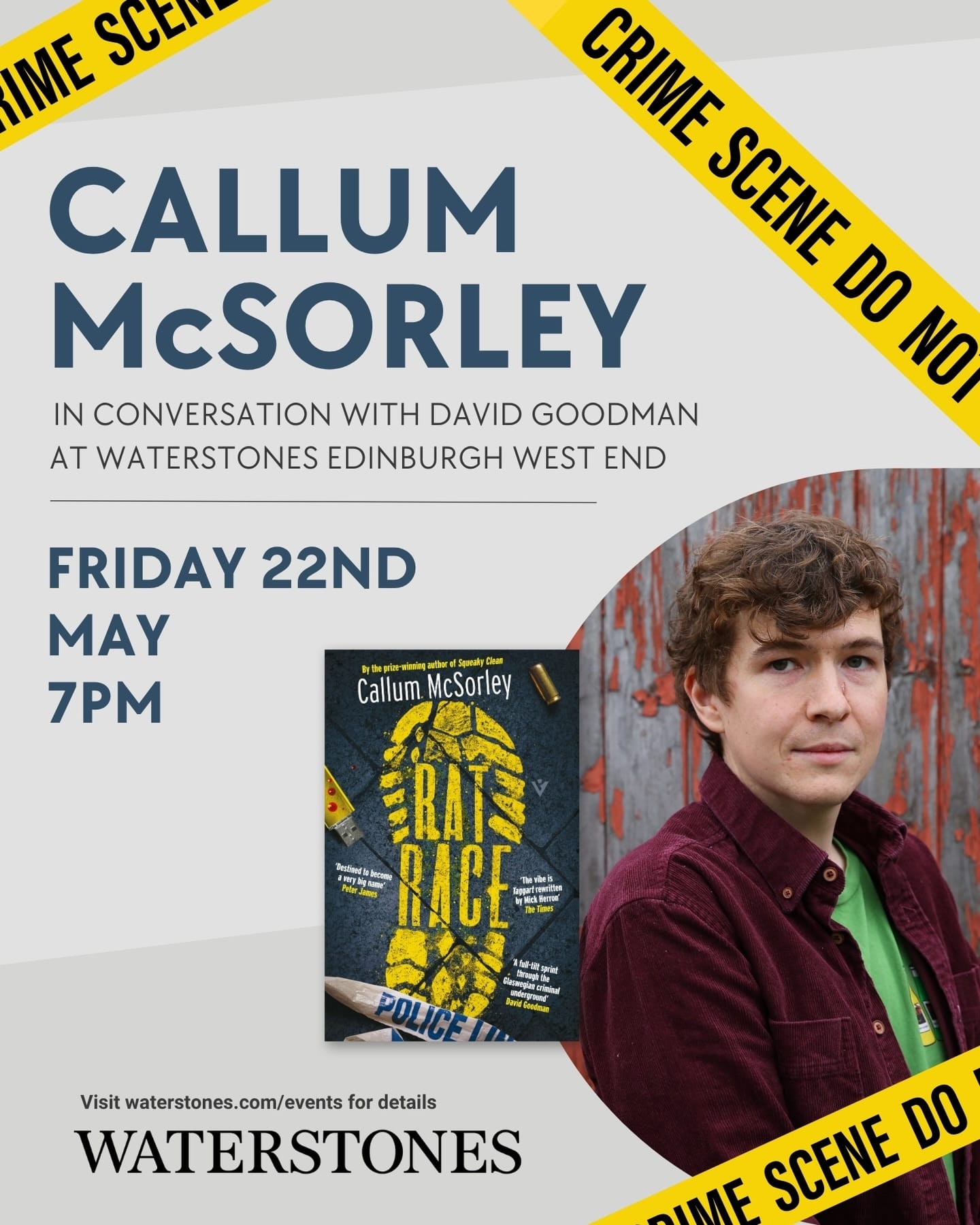 Event image for Callum McSorley, Friday 22nd May, 7pm, Waterstones West End