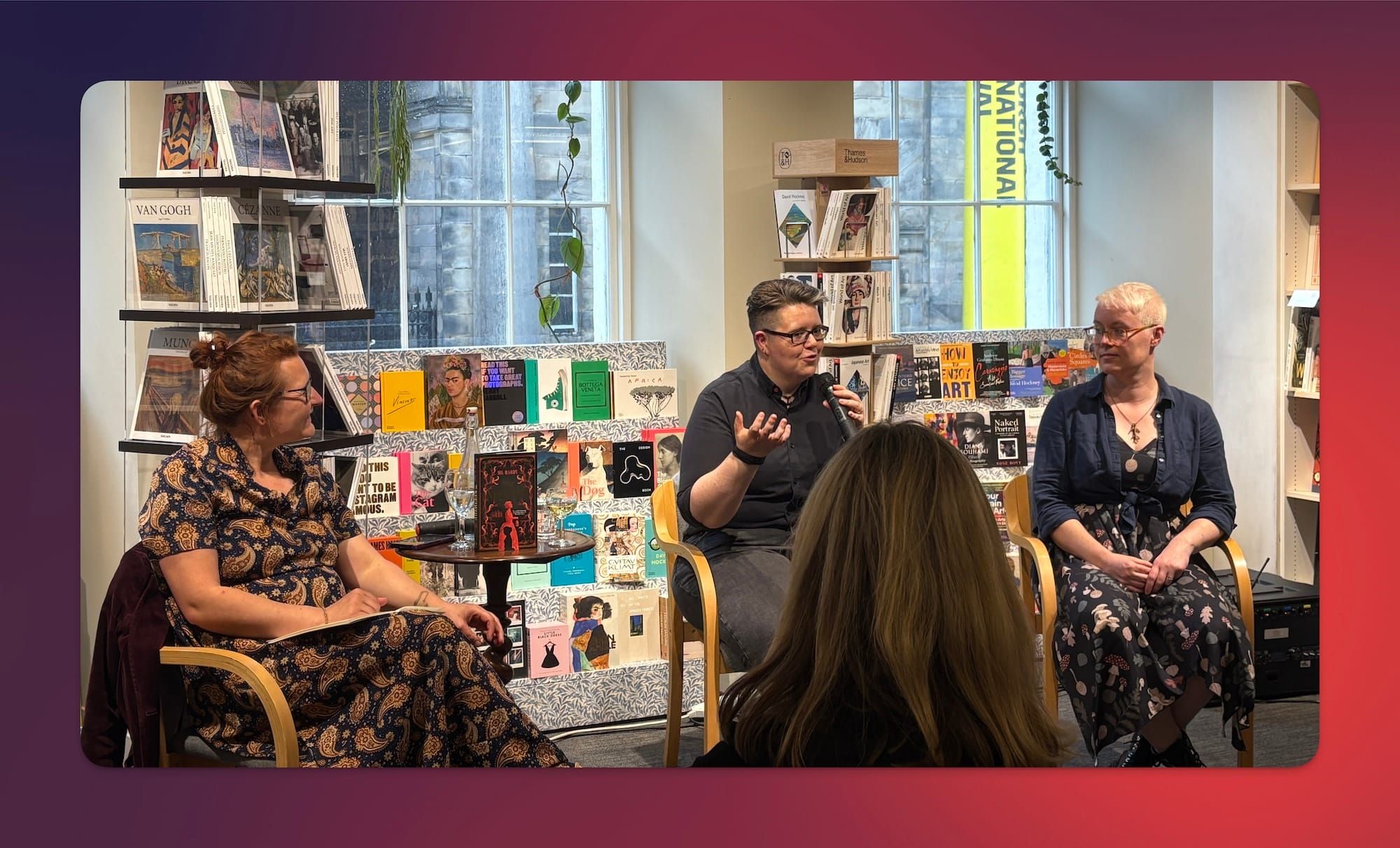 Ann Landmann, Morag Hanna and Erin Hardee at Edinburgh launch event for The Needfire, at Blackwell's