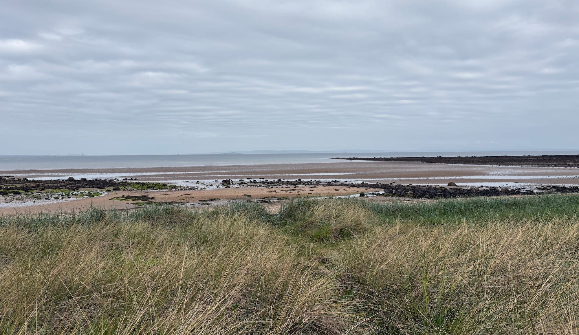 Dune grass, rocks, sand, sea and sky
