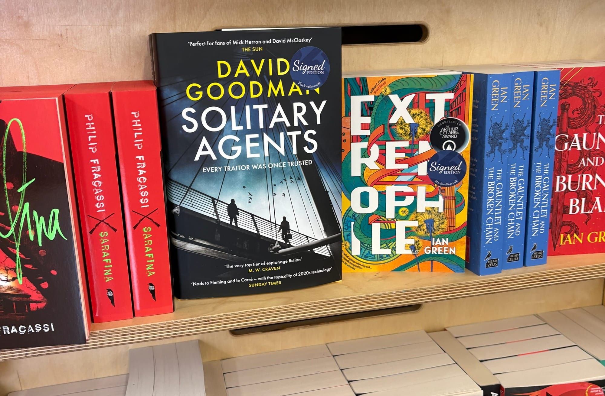 A copy of Solitary Agents on the shelf at Cymera