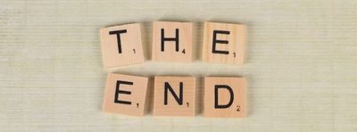 Wooden blocks spelling the end