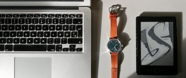 Picture laptop, watch and ebook reader