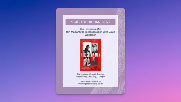 A promo image for my conversation with Iain MacGregor at Night Owl Books