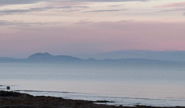 An early morning view of Edinburgh across the Firth of Forth