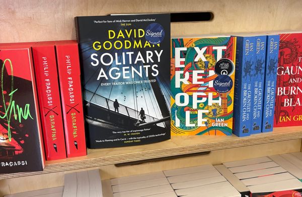 A copy of Solitary Agents on the shelf at Cymera
