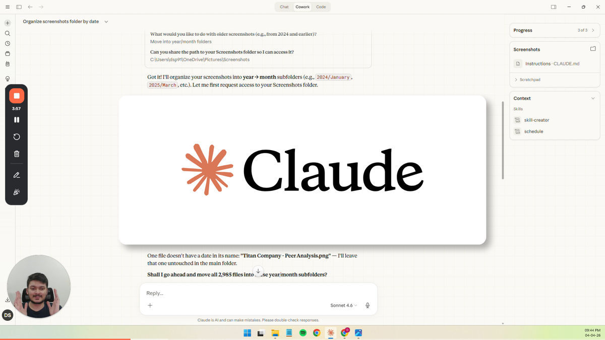 Organizing Screenshots with Claude Cowork