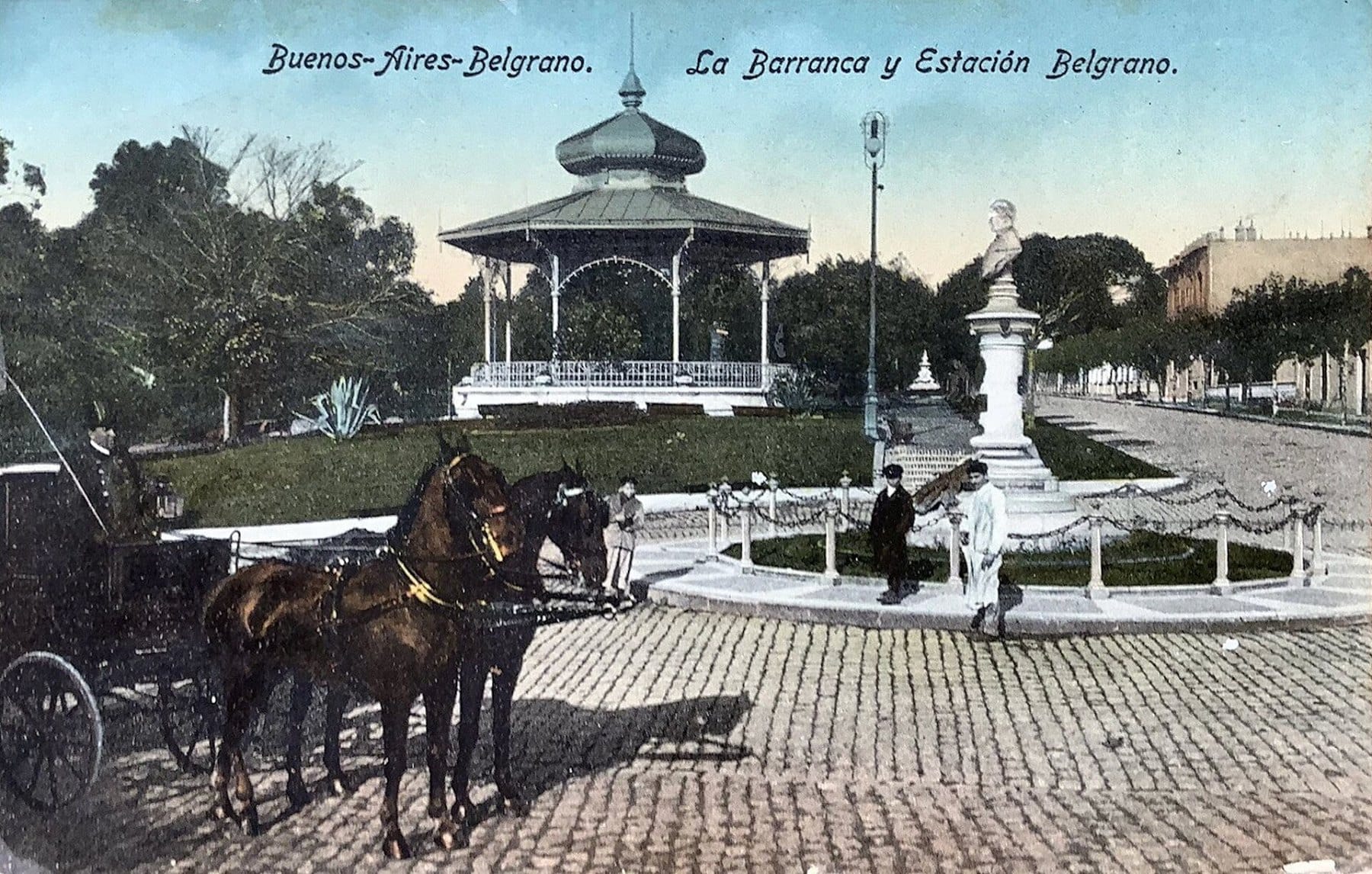 Postal de la Barranca y la Estación Belgrano con la glorieta, 1913