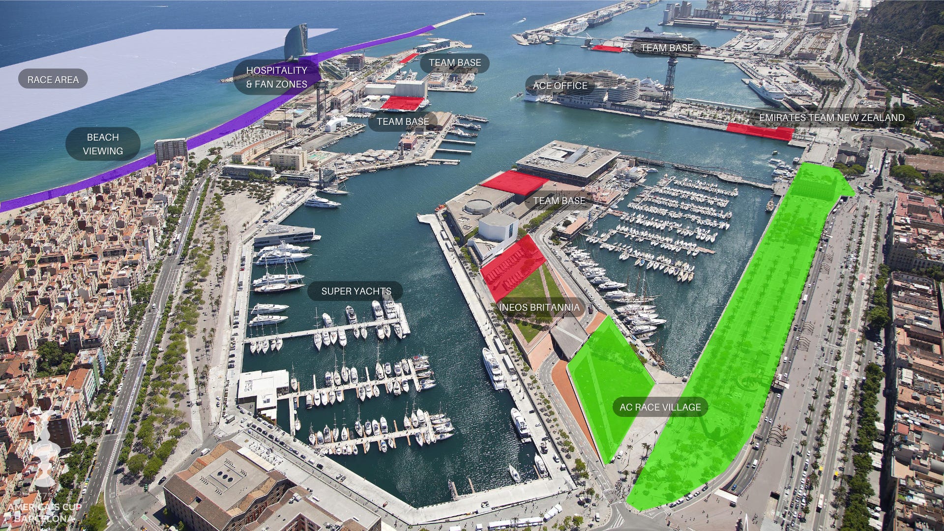 Defender and Challenger first to pick Barcelona team base locations