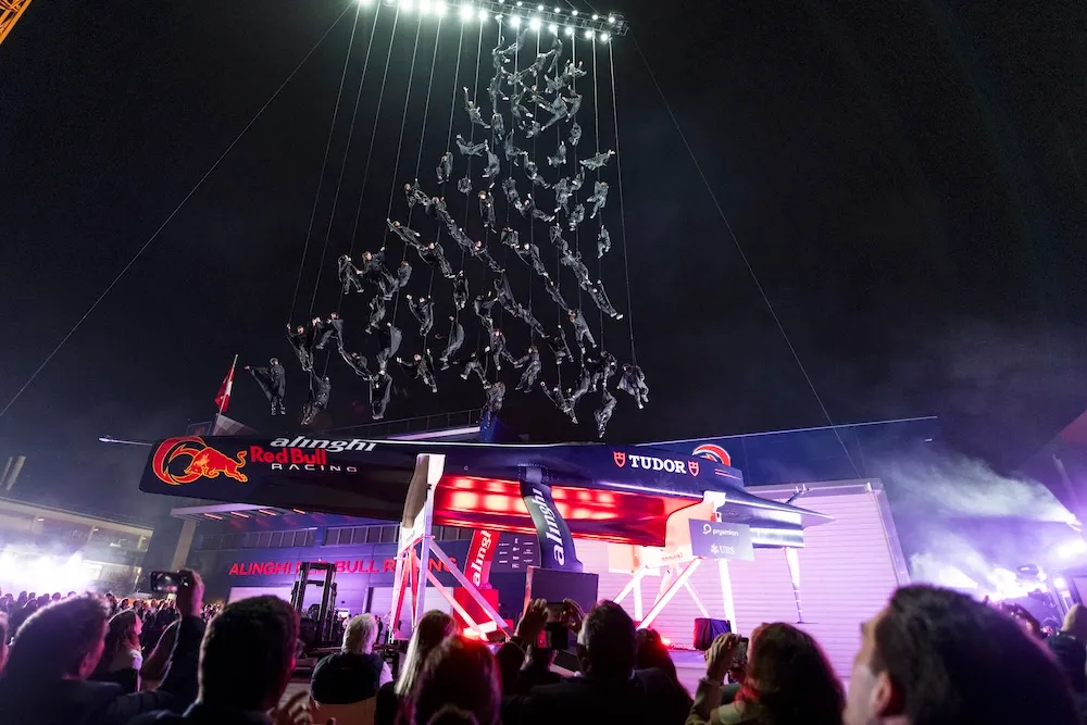 Alinghi Red Bull Racing unveil new AC75 at spectacular show in Barcelona