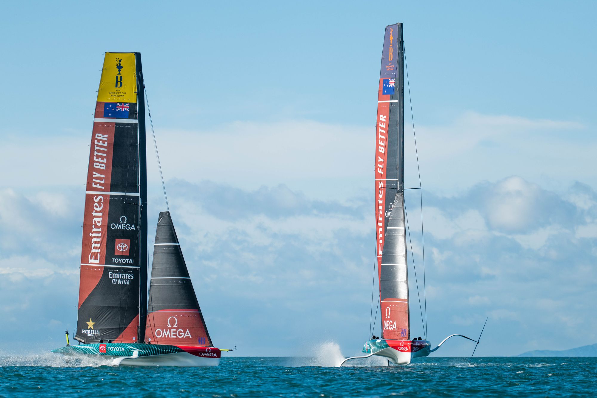 AC40s shaping AC37 for Emirates Team New Zealand
