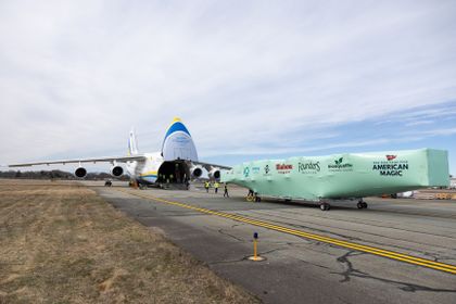 American Magic's Boat 3 arrives in Barcelona