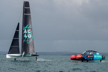 First AC40 flies on first sailing day in Auckland