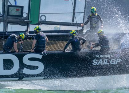 Australians win in breezy Auckland after first split-fleet racing in SailGP