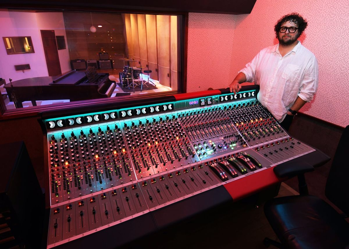 Clay Blair at the Sound Techniques ZR36 console in Boulevard Recording's control room