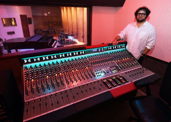 Clay Blair at the Sound Techniques ZR36 console in Boulevard Recording's control room