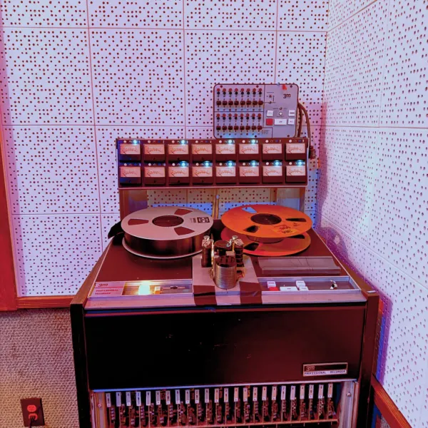 Vintage outboard analog gear and tape machine at Boulevard Recording in Hollywood