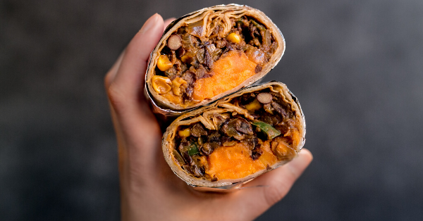 20 Healthy Meals to Make with Non-Perishable Foods: Meal Prep Black Bean & Sweet Potato Burritos