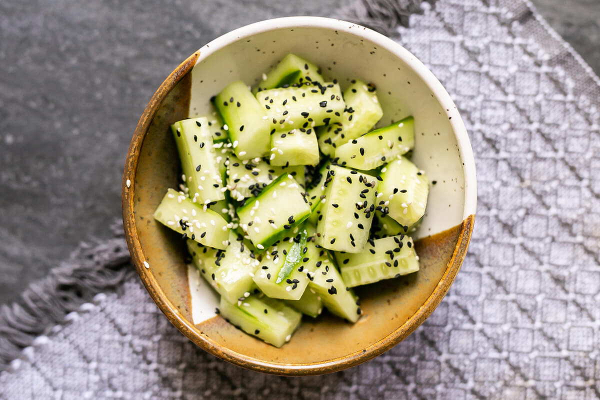 20 Low-Fat Oil-Free Meals Your Clients Will Love: Sesame Cucumber Salad