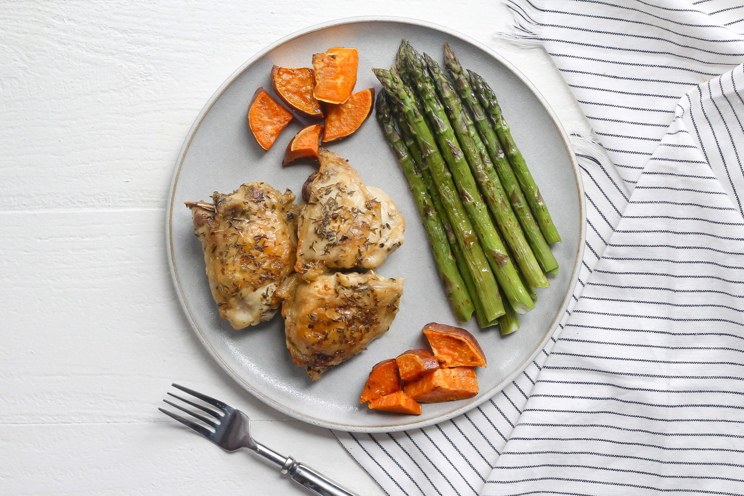 20 Simple Meals to Help Your Clients Hit Their Macros: One Pan Chicken Thighs with Asparagus