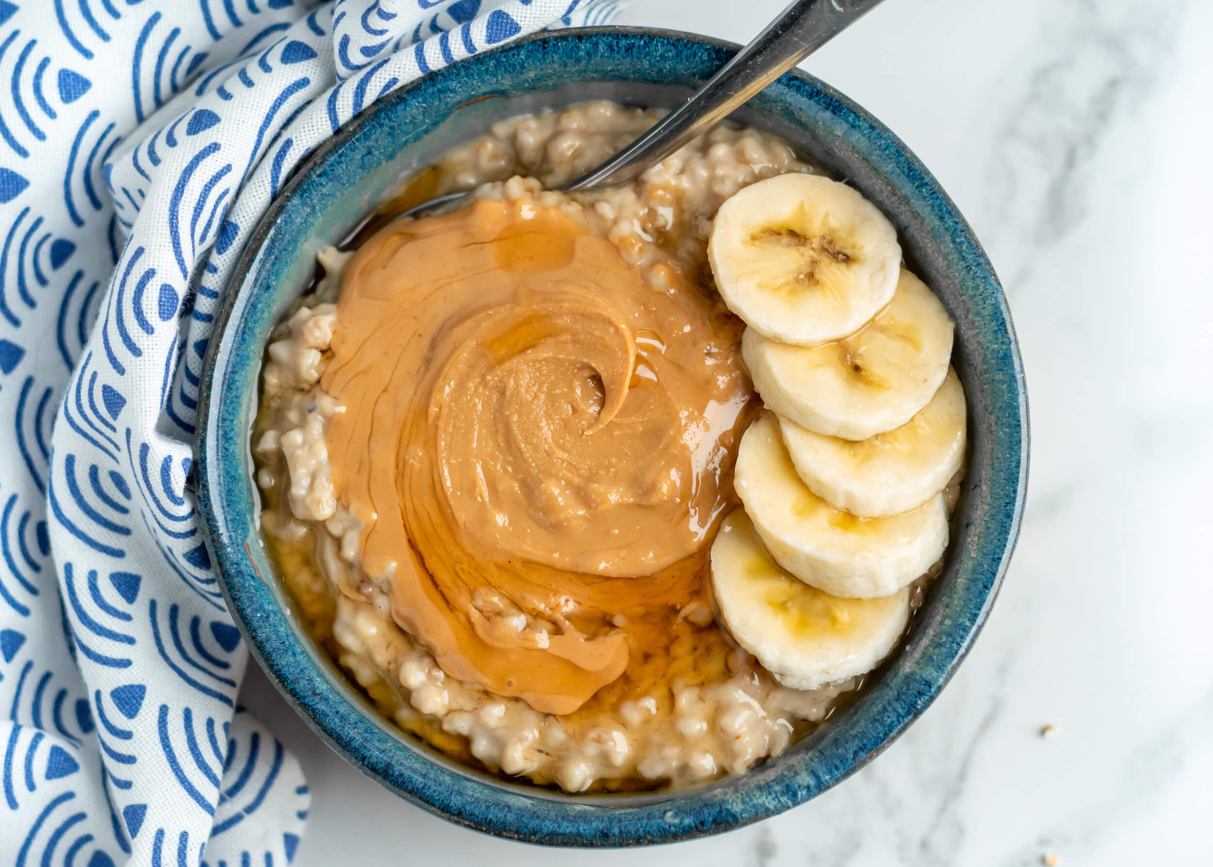21 One Pan Meals Your Clients Will Love: Peanut Butter & Banana Steel Cut Oats