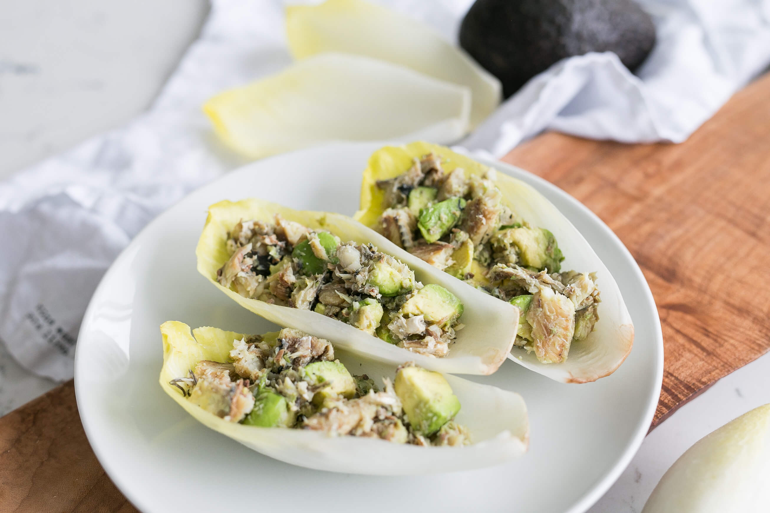 21 Recipe Ideas to Help Manage Your Clients Blood Sugar: Sardine & Avocado Endive Wraps
