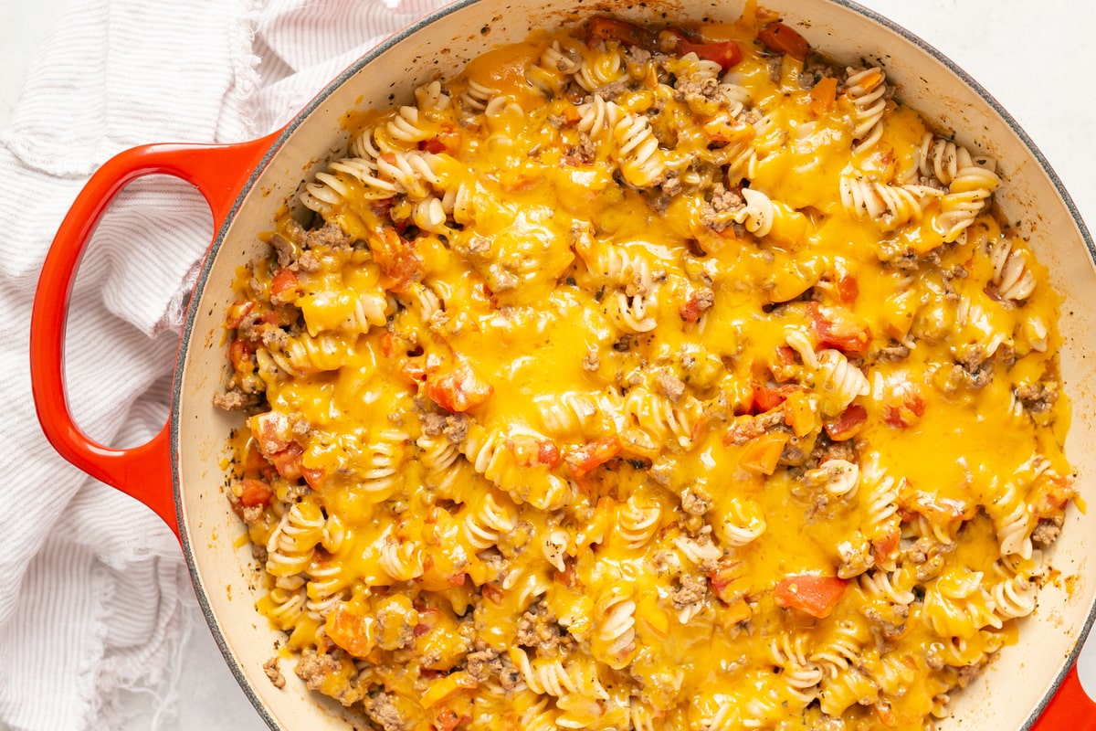 20 Meals Your Postnatal Clients Will Love: One Pan Cheeseburger Pasta
