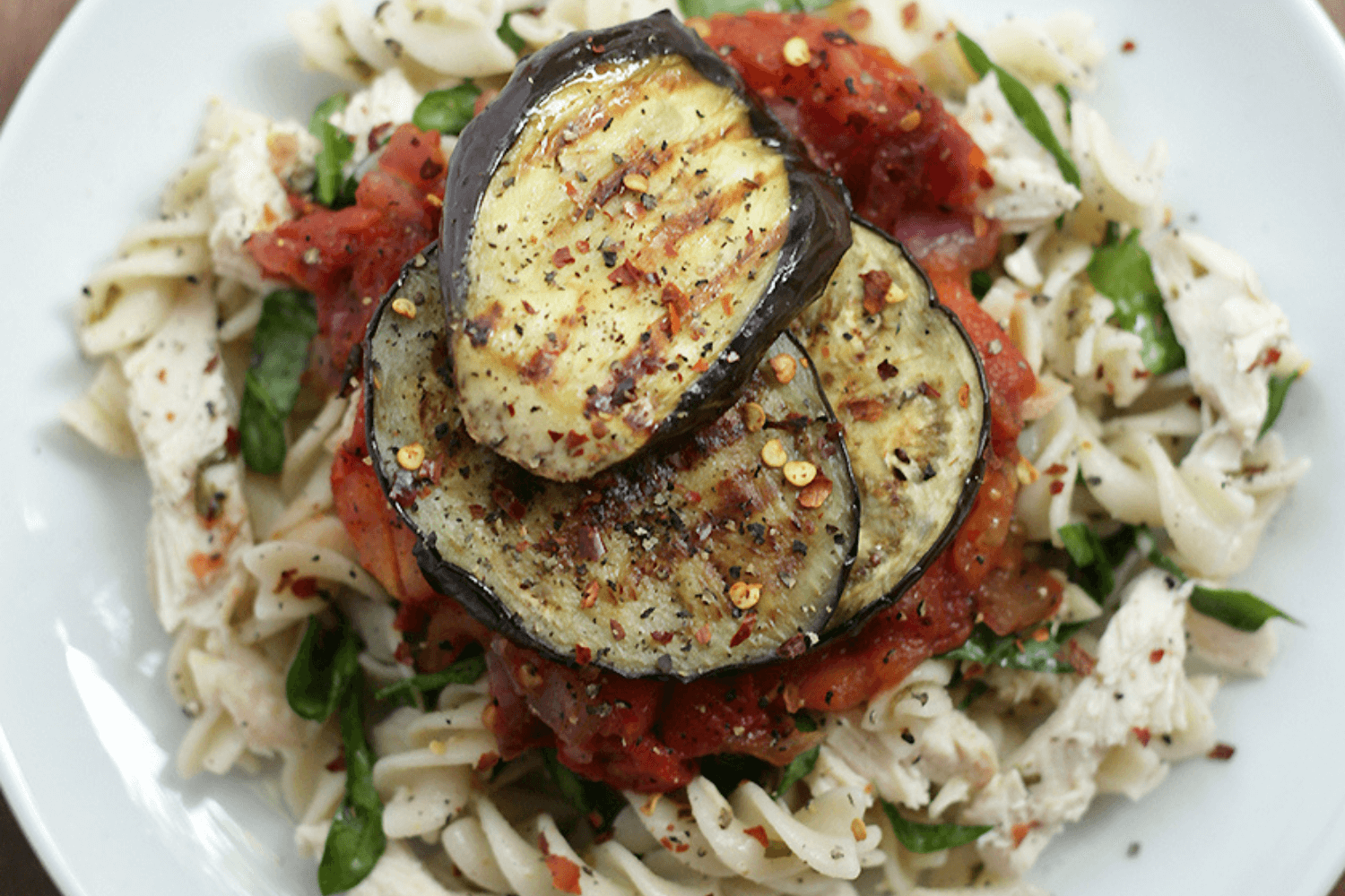 20 Meal Ideas Your Clients Can Grill This Summer: Fusilli with Grilled Eggplant