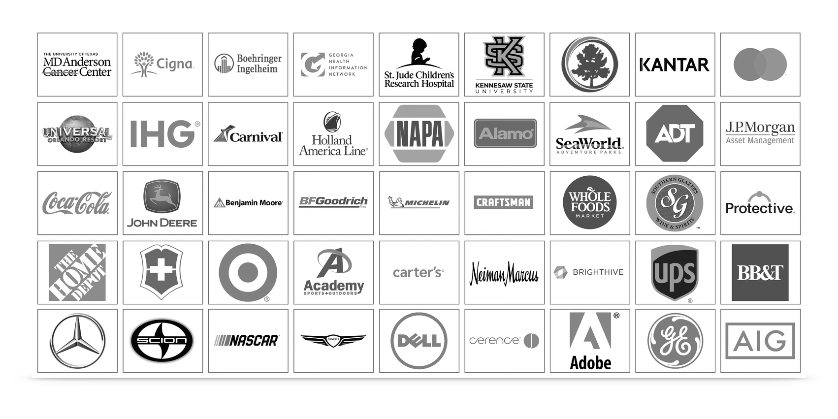 Grid of brand logos.