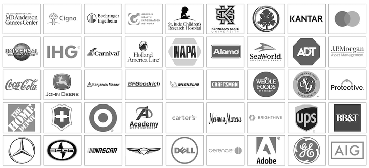 A grid of logos that Tim has work for.