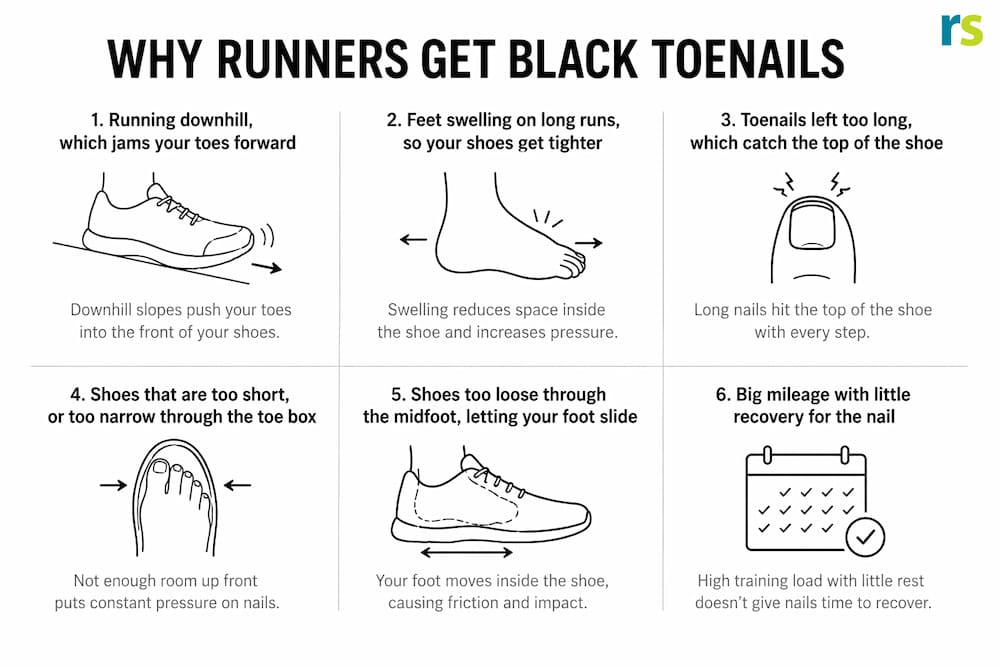 Reasons why runners get black toenails