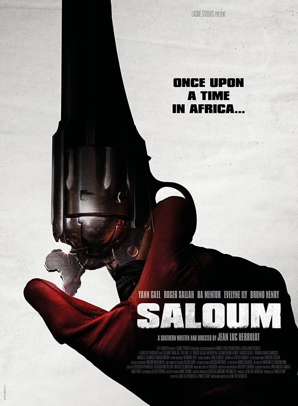 The poster for the movie Saloum features a revolver with a hammer in the shape of Africa.