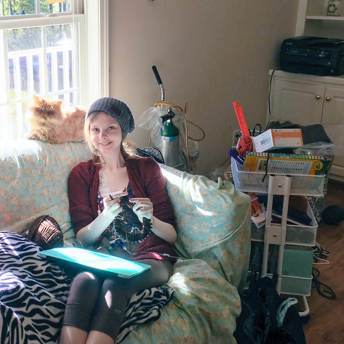 Cheyanne Perry of “Hospital Princess” knitting away all day.