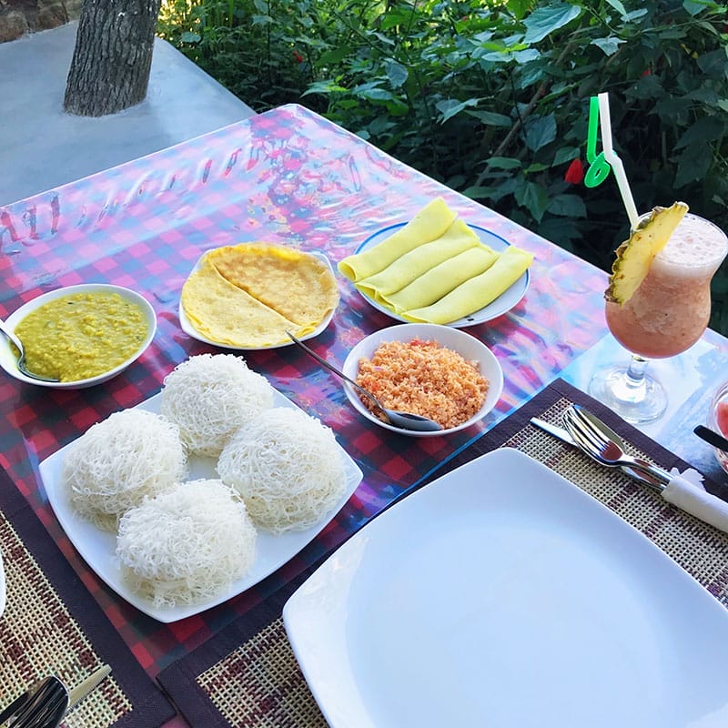 Delicious home made breakfast at our home stay in Sri Lanka