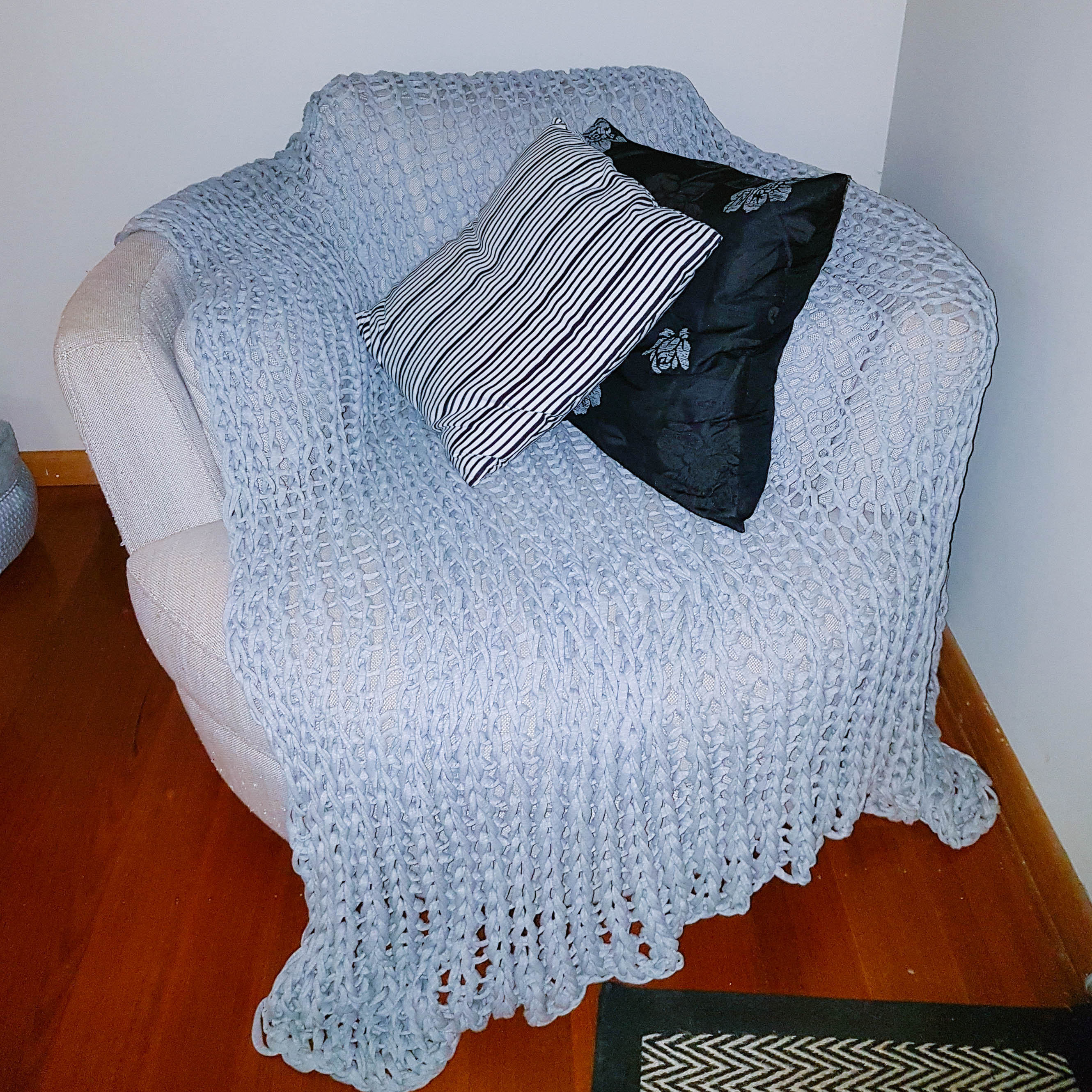 Completed throw handmade by Jayne