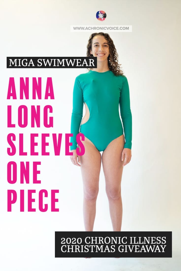 In this Chronic Illness Christmas Giveaway, Maria is offering three Anna Long Sleeves One Piece in emerald green from MIGA swimwear.