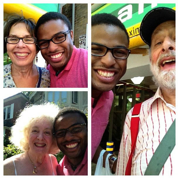 With mentors Sharon (top left), Lois (bottom left), and Bram (right)