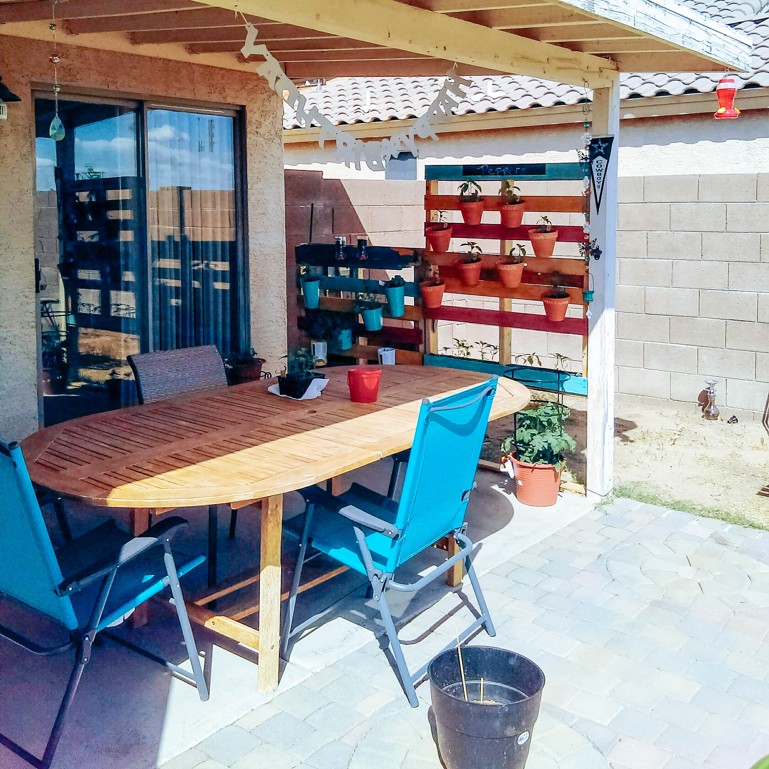 Pallet garden and wall built by Shannon