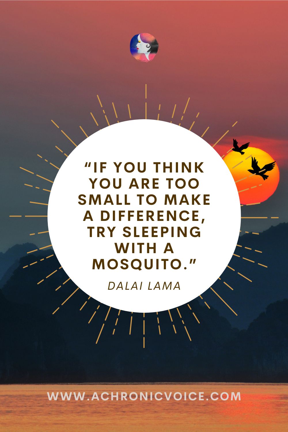 “If you think you are too small to make a difference, try sleeping with a mosquito.” - Dalai Lama