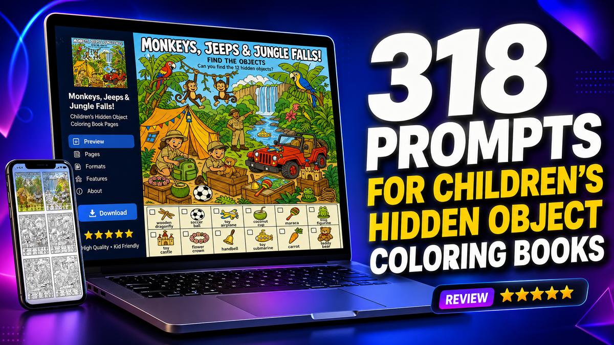 318 Prompts for Children's Hidden Object Coloring Books Review: The Secret to KDP Activity Books?