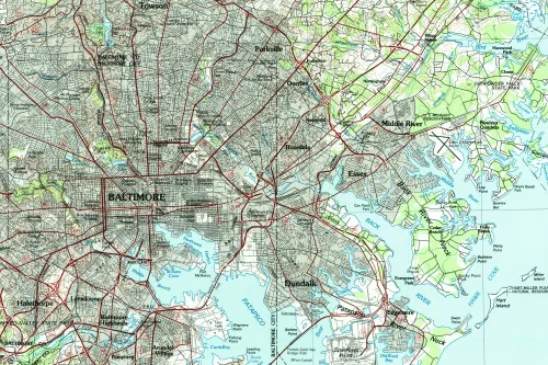 USGS topographic map of northeast Baltimore, showing Herring Run and Back River