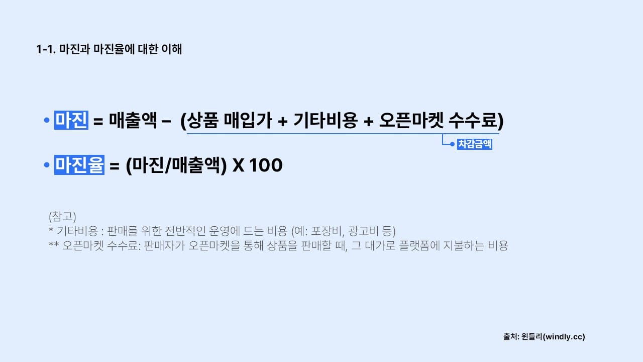 오픈마켓 마진계산기_마진과 마진율에 대한 이해