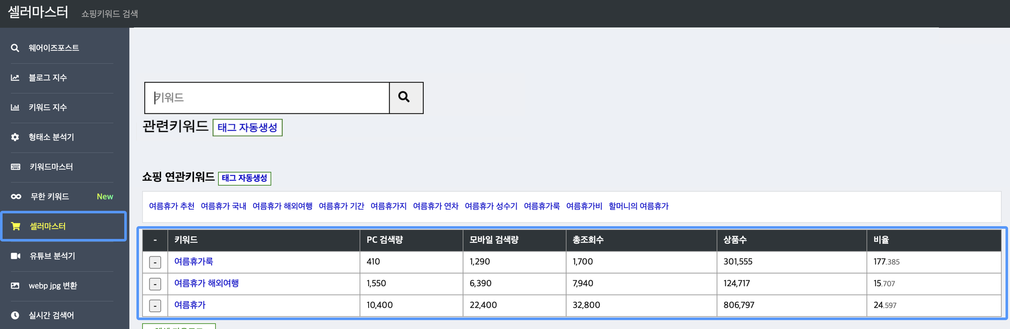 셀러마스터 활용방법