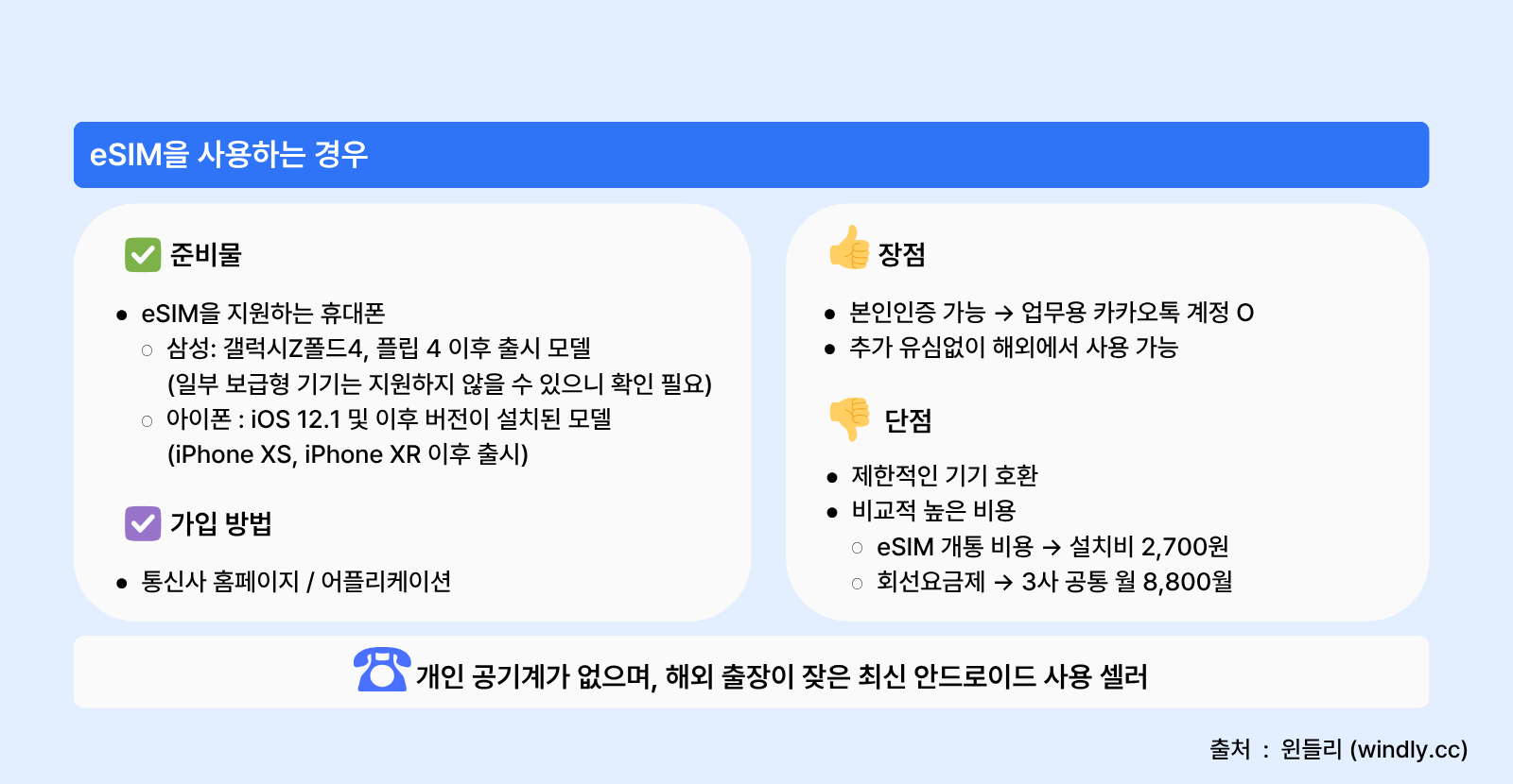 eSIM을 사용하는 경우