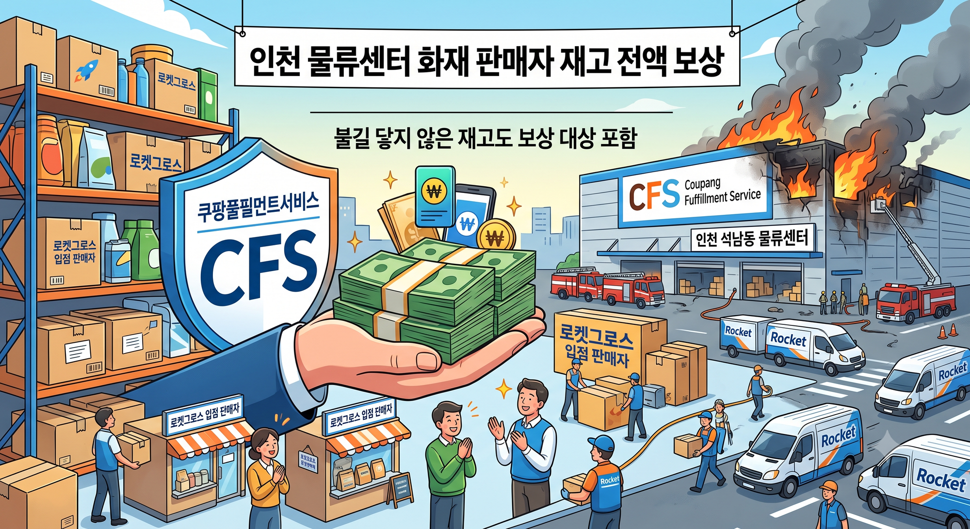 쿠팡 화재 보상(AI 활용이미지)
