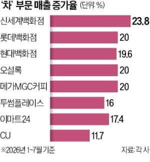 ‘차’부문 매출 증가율(출처 : 한국경제) ‘차’부문 매출 증가율(출처 : 한국경제)