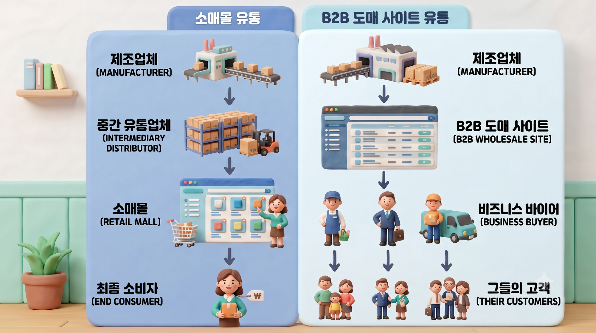 소매몰과 도매사이트 유통구조 차이(AI 활용이미지) 소매몰과 도매사이트 유통구조 차이(AI 활용이미지)